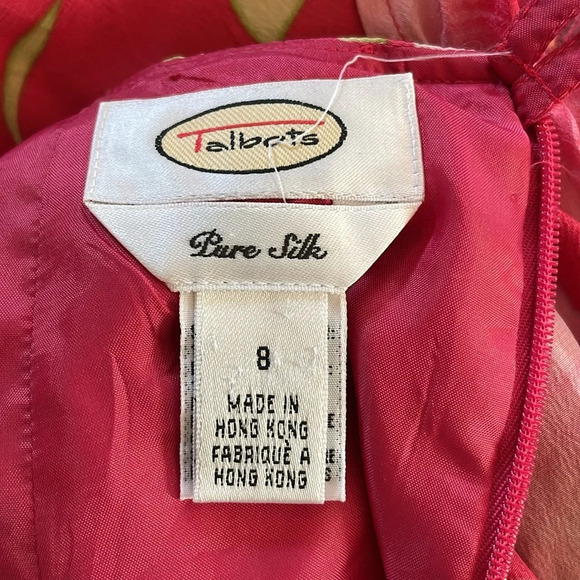 Vintage 100% Silk Floral Pink Faux Wrap Skirt Talbots size 8 - Picture 4 of 5